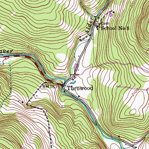 Topographic Map of Beaverkill Trout Hatchery, NY