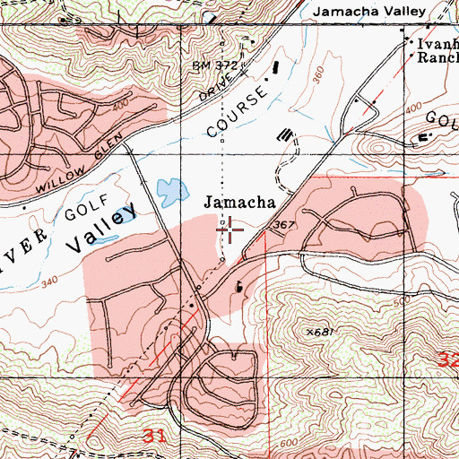 Topographic Map of Jamacha, CA