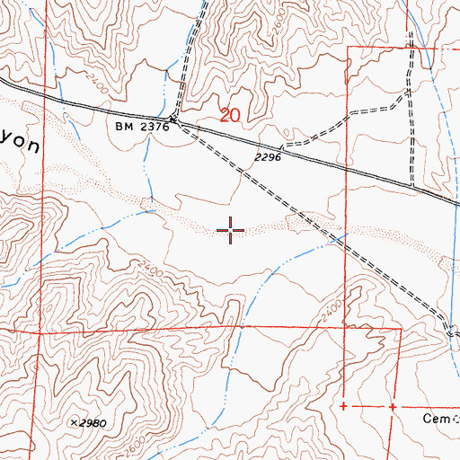 Topographic Map of Jawbone Canyon, CA