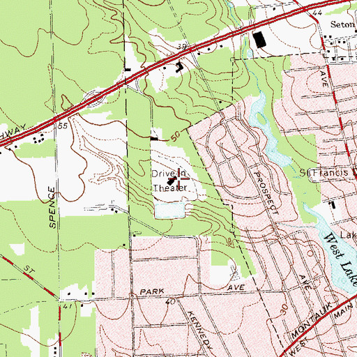 Topographic Map of Patchogue Drive-In (historical), NY