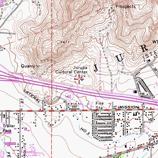 Topographic Map of Jurupa Cultural Center, CA
