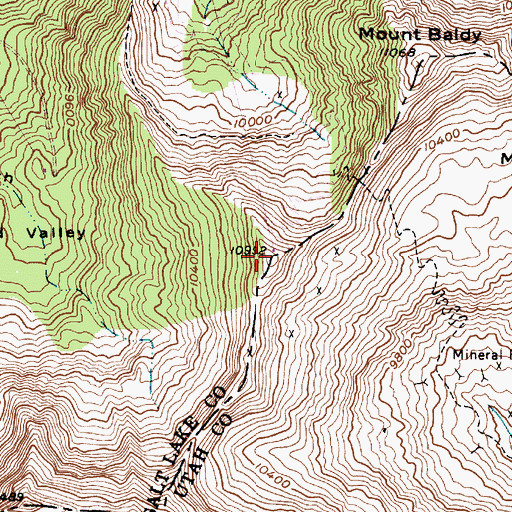 Topographic Map of Hidden Peak, UT