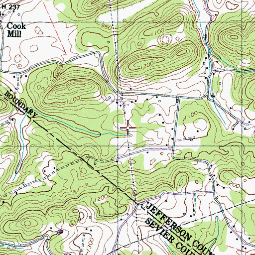 Topographic Map of Gibson Acres Mobile Home Park, TN
