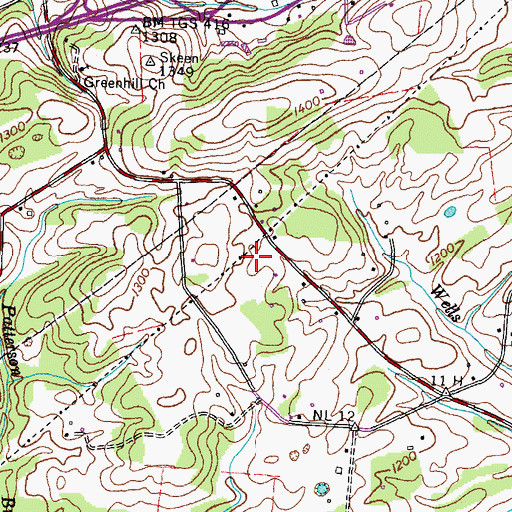 Topographic Map of Mountain View, TN