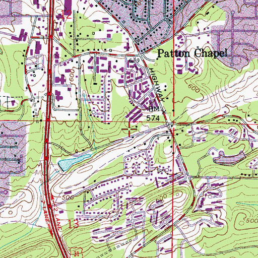 Topographic Map of Hoover Fire Department Station 4, AL