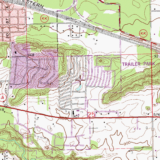 Topographic Map of Hillcrest Estates Mobile Home Park, WI