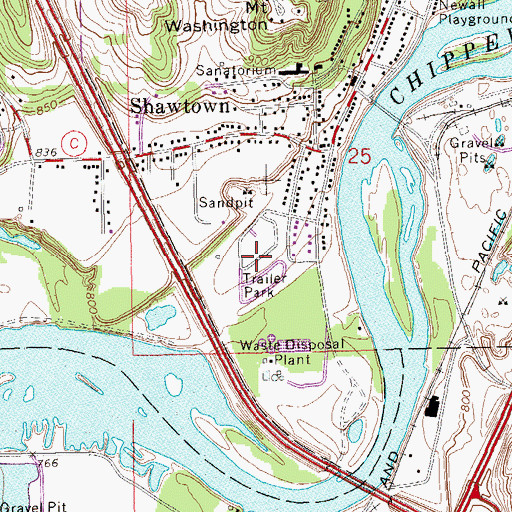 Topographic Map of Oak Ridge Village Mobile Home Park, WI