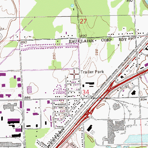 Topographic Map of Camino Mobile Home Park, WI