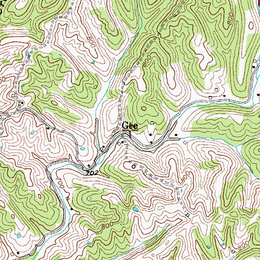Topographic Map of Gee Post Office (historical), KY