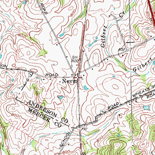 Topographic Map of Nevin Railroad Station (historical), KY
