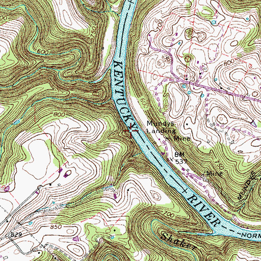 Topographic Map of Mundys Ferry (historical), KY