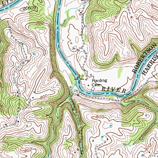 Topographic Map of Hardins Ferry (historical), KY