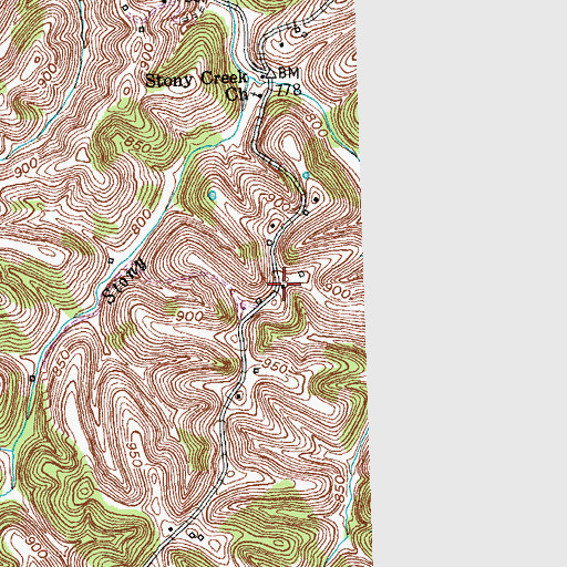 Topographic Map of Irish Ridge, KY