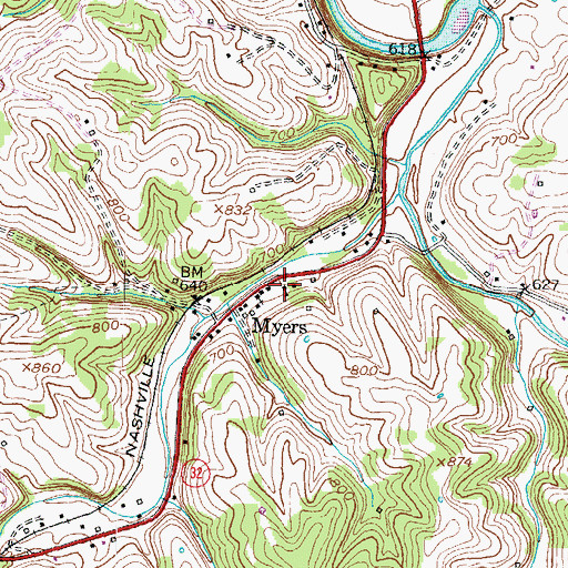 Topographic Map of Myers School (historical), KY