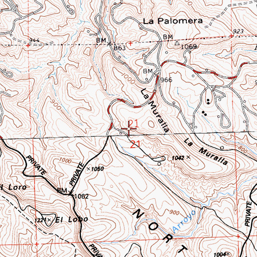 Topographic Map of La Muralla, CA