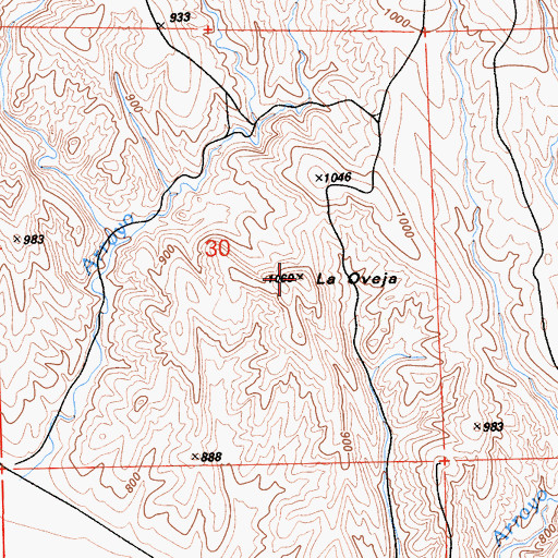Topographic Map of La Oveja, CA