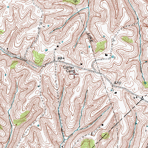 Topographic Map of Carters Store Post Office (historical), KY