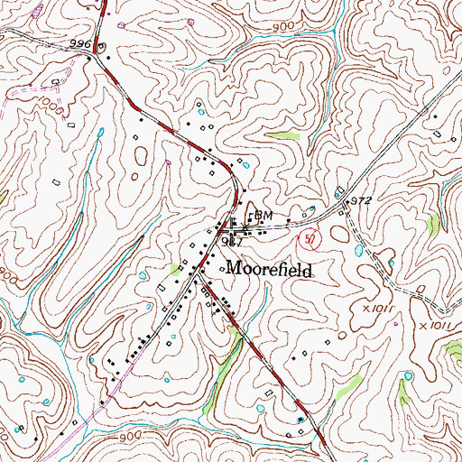 Topographic Map of Moorefield Post Office (historical), KY