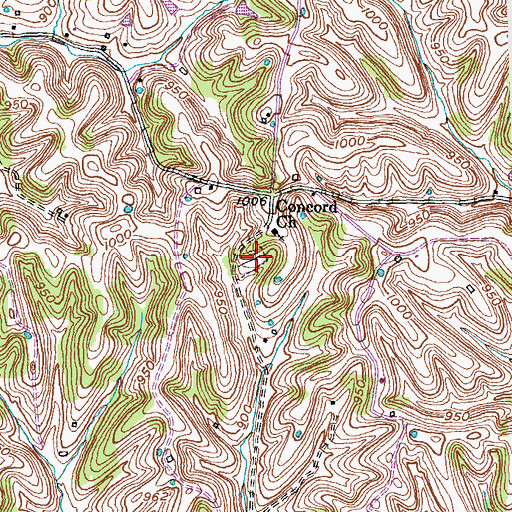 Topographic Map of Concord Church Cemetery, KY