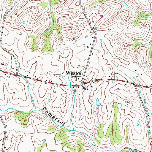 Topographic Map of Weston Post Office (historical), KY