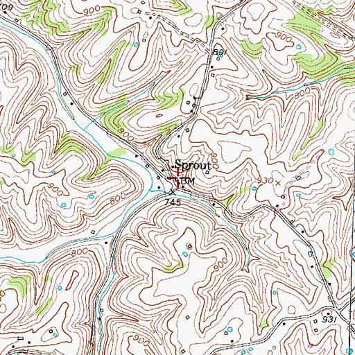 Topographic Map of Sprout Post Office (historical), KY