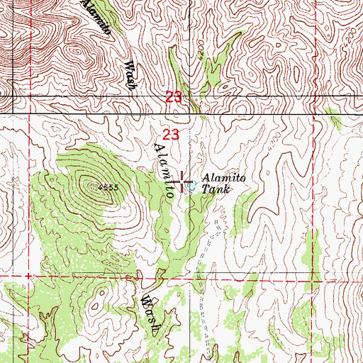 Topographic Map of Alamito Tank, AZ