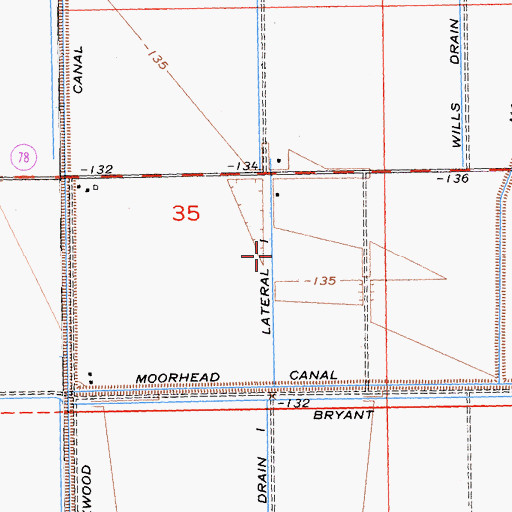 Topographic Map of Lateral One, CA