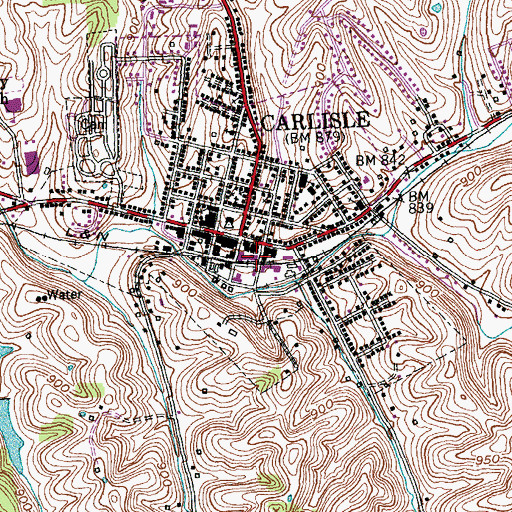 Topographic Map of Carlisle Railroad Station (historical), KY