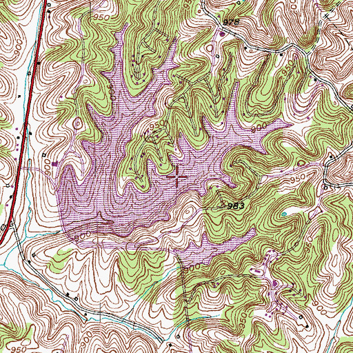 Topographic Map of Lake Cannigo, KY