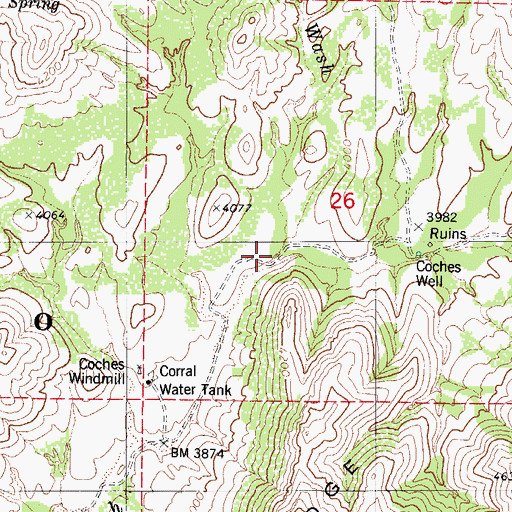 Topographic Map of Alamito Wash, AZ
