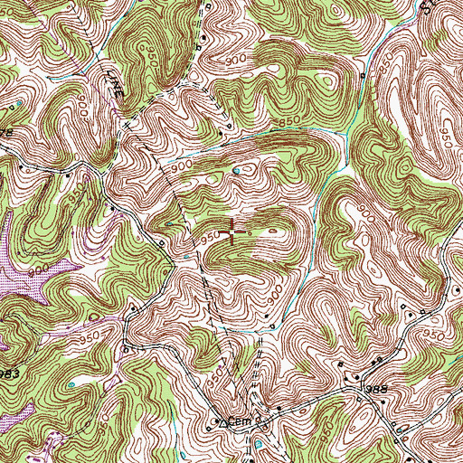 Topographic Map of Hickory Ridge, KY