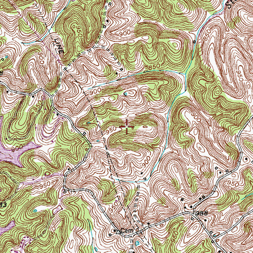 Topographic Map of Hickory Ridge (historical), KY