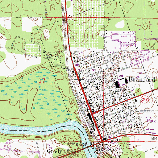 Topographic Map of Branford Town Hall, FL