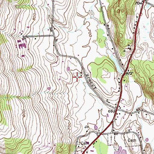 Topographic Map of White Oak Farms, NY
