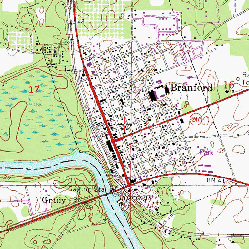 Topographic Map of Branford Presbyterian Church, FL