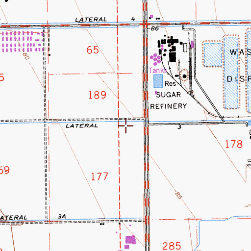 Topographic Map of Lateral Three, CA