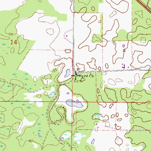 Topographic Map of Byrd Cemetery, FL