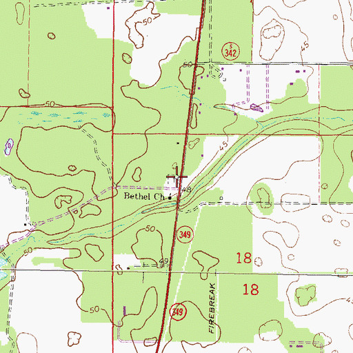 Topographic Map of Walker Creek Baptist Cemetery, FL