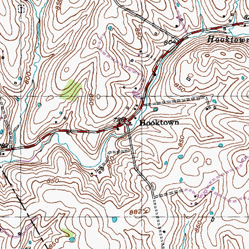 Topographic Map of Hooktown Post Office (historical), KY