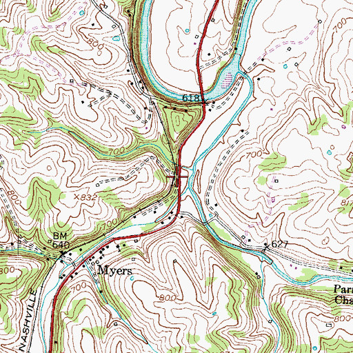 Topographic Map of Parks Mill (historical), KY