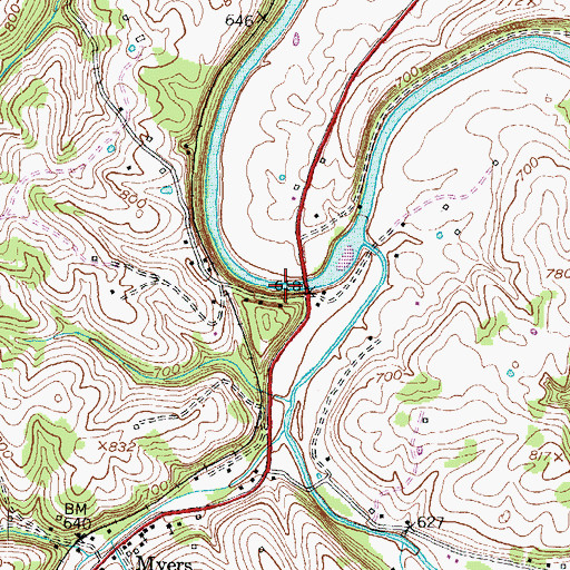 Topographic Map of Licking River Bridge, KY