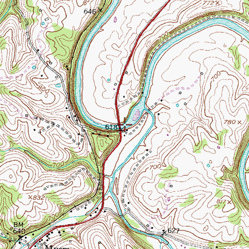 Topographic Map of Parks Ferry (historical), KY