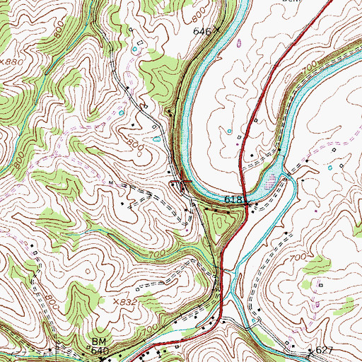 Topographic Map of Parks Mill Railroad Station (historical), KY