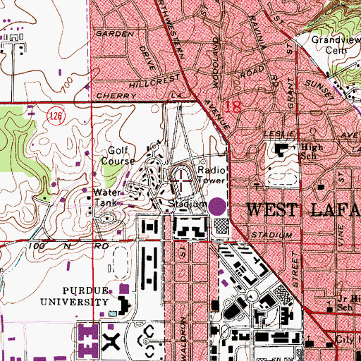 Topographic Map of Ross-Ade Stadium, IN