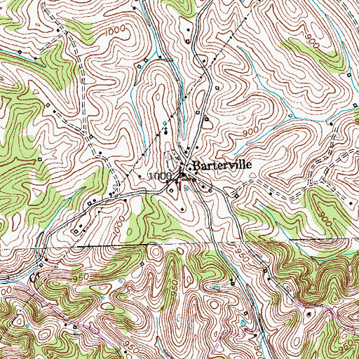 Topographic Map of Barterville Post Office (historical), KY