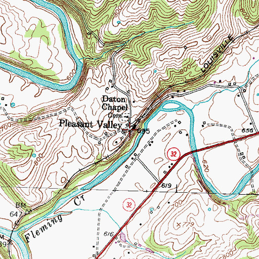 Topographic Map of Pleasant Valley Post Office (historical), KY