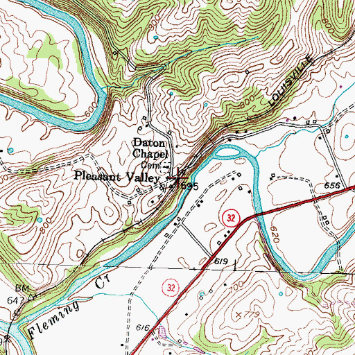 Topographic Map of Pleasant Valley Railroad Station (historical), KY