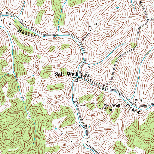 Topographic Map of Salt Well Post Office (historical), KY