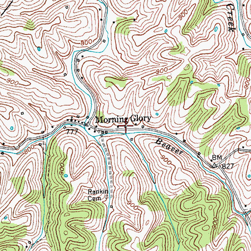 Topographic Map of Morning Glory Post Office (historical), KY