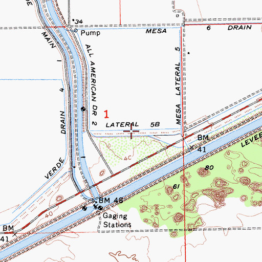 Topographic Map of Lateral Five B, CA